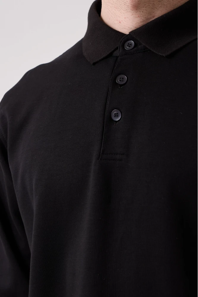 SANFORDS POLO SWEATSHIRT – Erkek Siyah Uzun Kollu Polo Yaka Sweatshirt