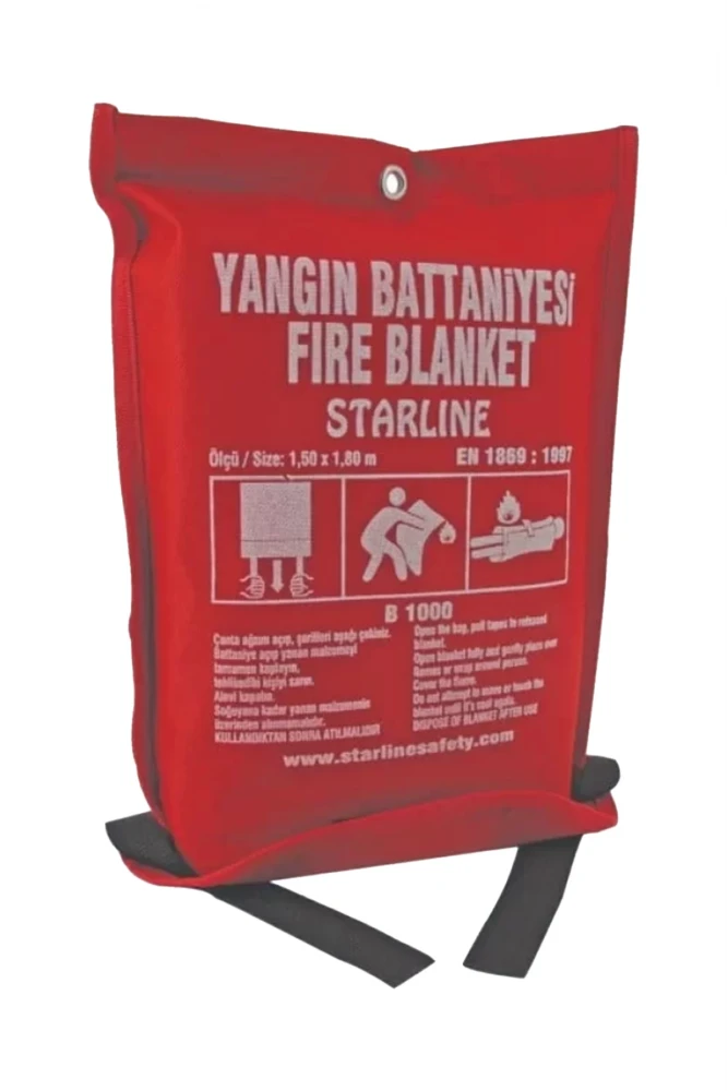 Starline Yangın Battaniyesi 150x180 cm EN 1869:1997 Sertifikalı Isıya Dayanıklı Acil Durum Güvenlik Ürünü