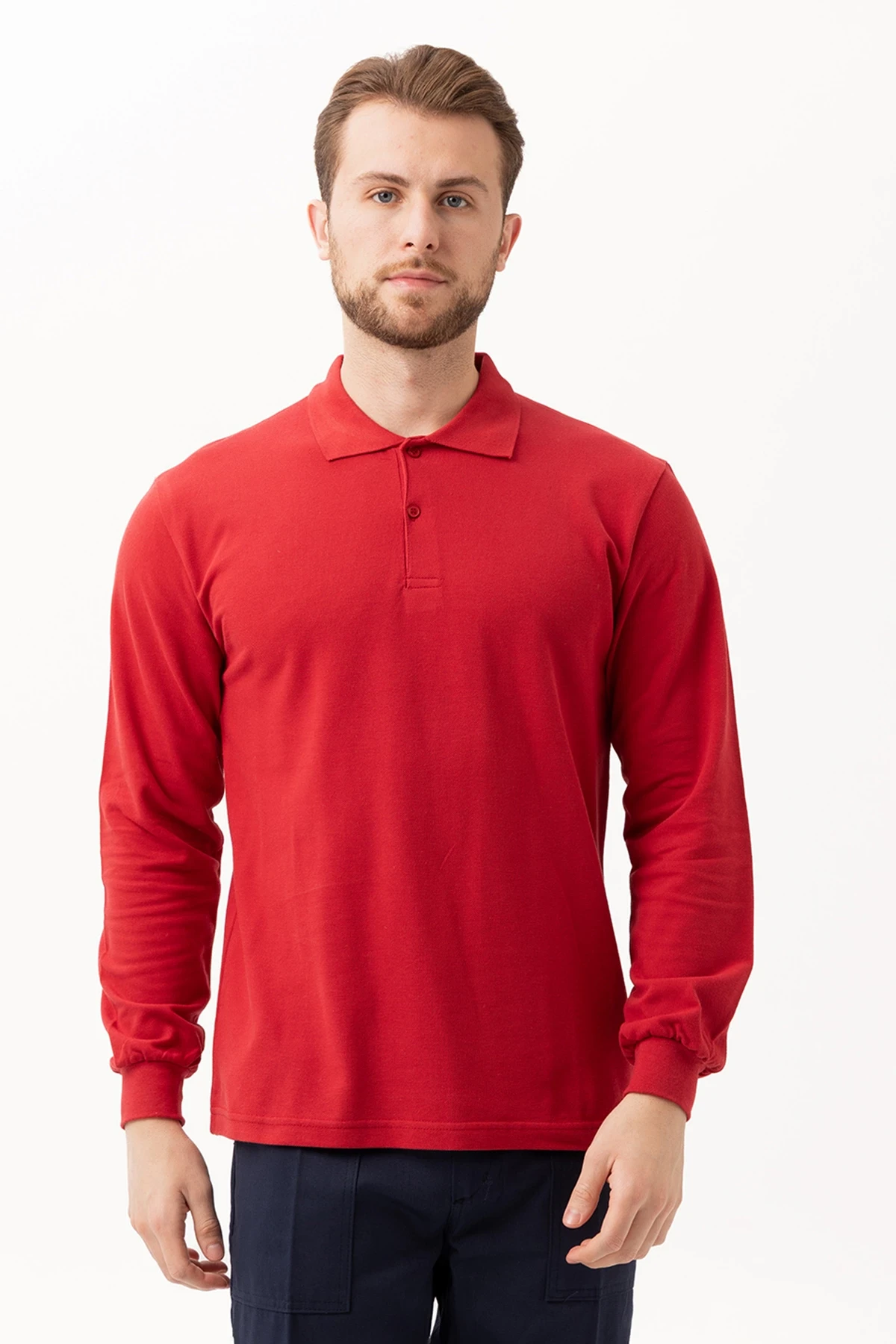 PADUS %100 Pamuk Polo Yaka Uzun Kollu T-Shirt Şık ve Konforlu İş ve Genel Kullanım