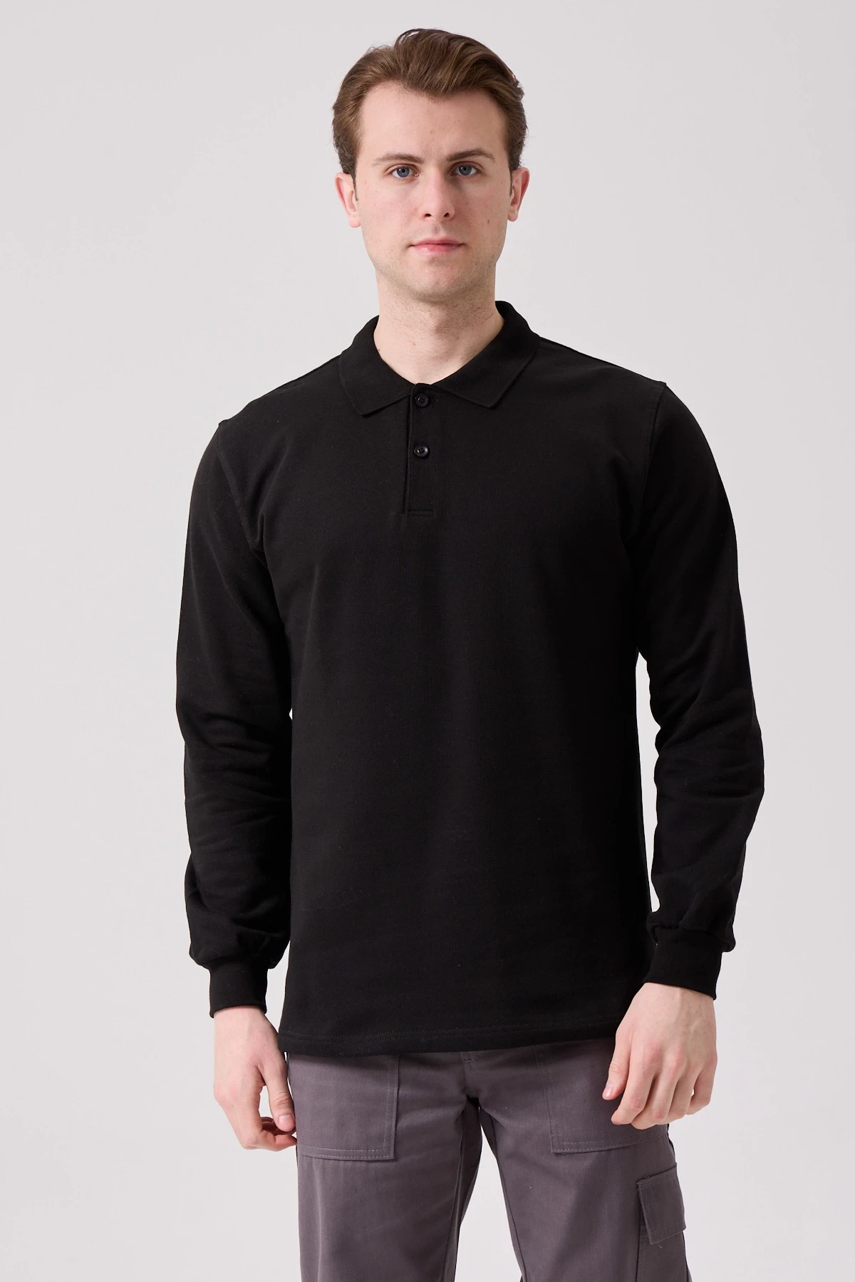 Galanthus Polo Sweat Erkek Uzun Kollu Pamuklu Sweatshirt İş ve Günlük Kullanım İçin