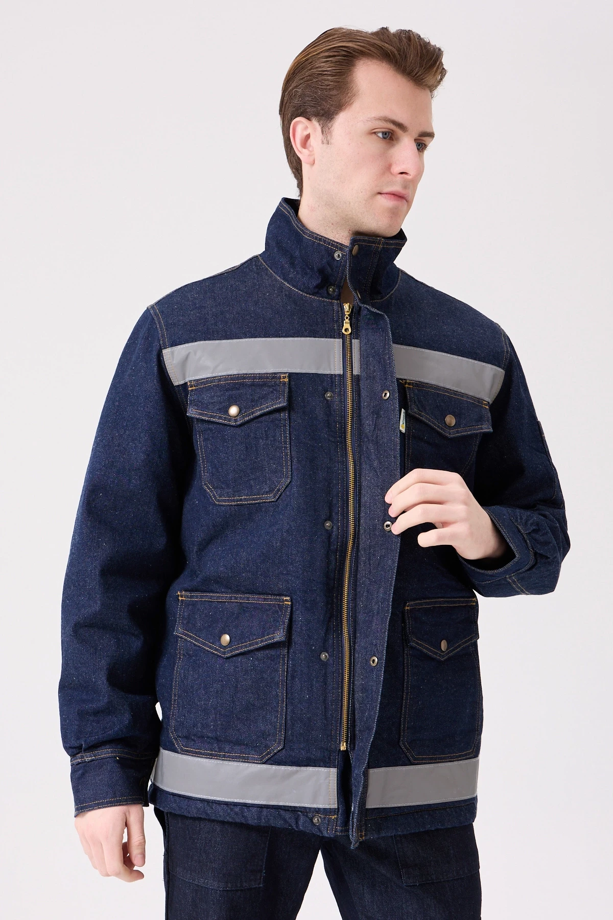 Buhara Mont Kot Kumaş Reflektörlü İş Montu Kışlık Erkek Soğuk Hava Dayanıklı Dış Giyim