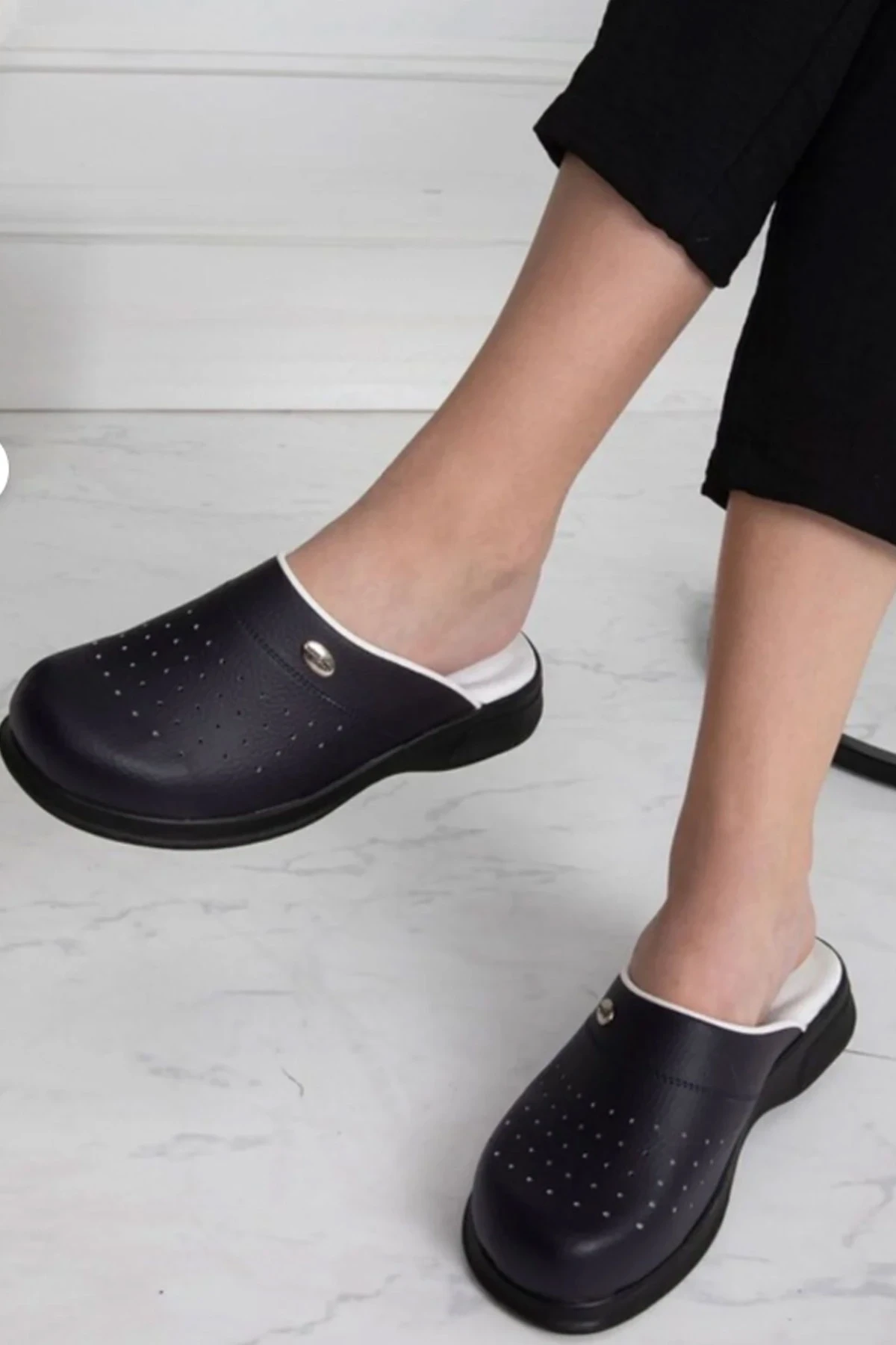 Magiacomfort MG-3001 Lacivert Yarım Yakasız Sabo Terlik Ortopedik Rahat Kullanım