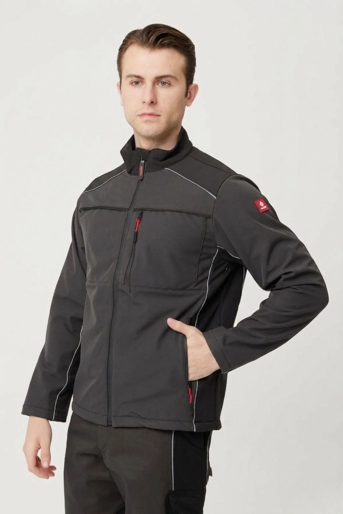 ALLIUM SOFTSHELL JACKET DARK GRAY-BLACK
