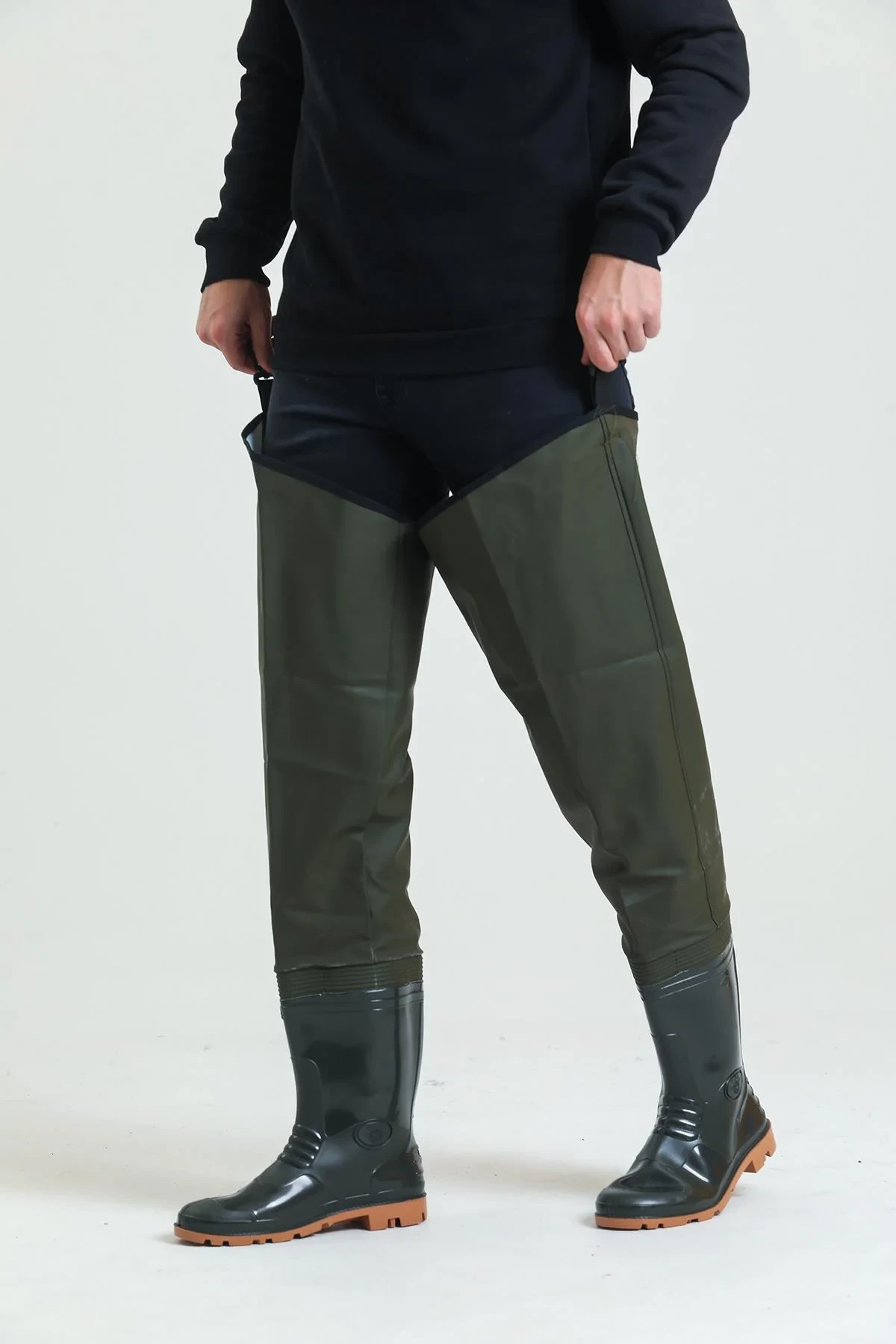 Kasık Çizme İKÇ 1650 Su Geçirmez Dayanıklı Av ve Balıkçı Çizmesi Haki Renk