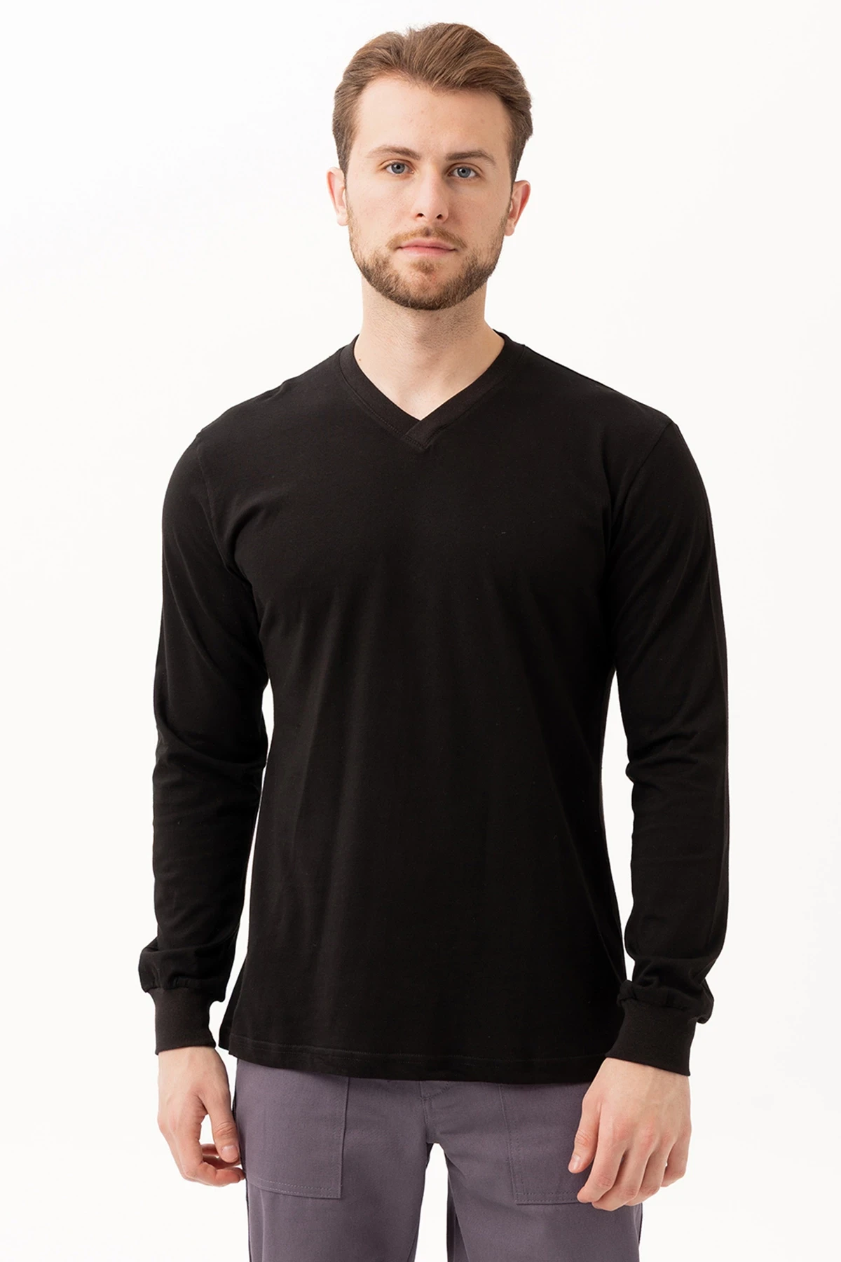 Padus V Yaka Uzun Kollu T-Shirt - Rahat Kesim, Günlük ve İş Kullanımı İçin