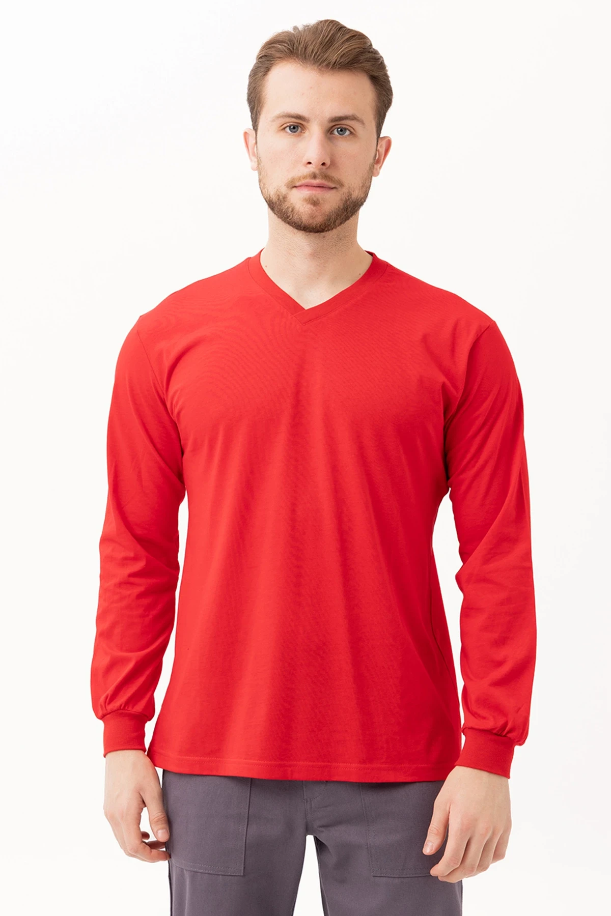 Padus V Yaka Uzun Kollu T-Shirt - Rahat Kesim, Günlük ve İş Kullanımı İçin