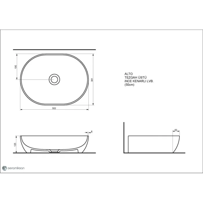 Alto Tezgah Üstü Par.Kırmızı Lavabo(50Cm.)