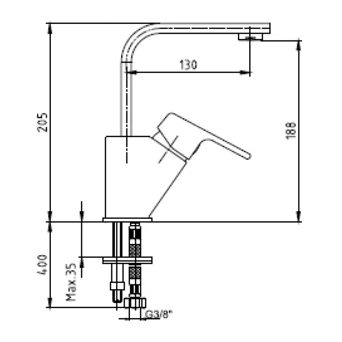 AR Lunetta Lavabo Bataryası Kuğu B.Mat Siyah