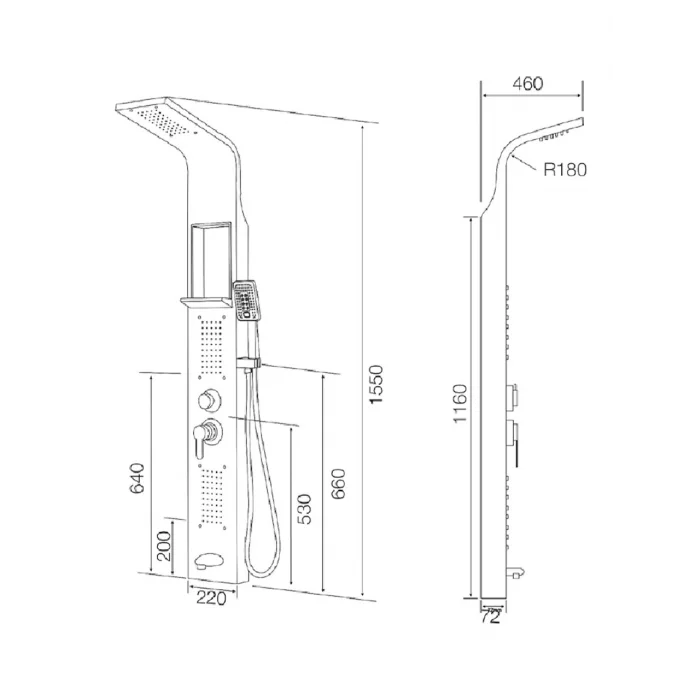 BanyoNatural Duş Paneli Krom DT600