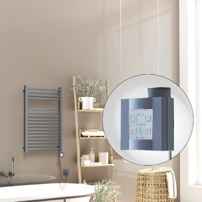 Barbados Elektrikli Havlupan 500x800 Antrasit Texture (KTX4 Termostat) 600W Spiral Kablolu