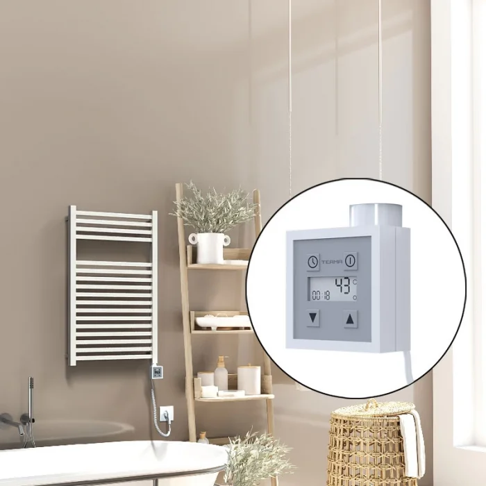 Barbados Elektrikli Havlupan 500x800 Beyaz Parlak (KTX3 Termostat) 600W Spiral Kablolu