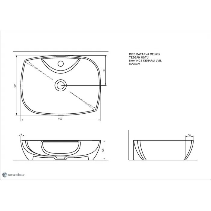Dies Kırmızı Tezgah Üstü Lavabo Bat.Del.Prlk