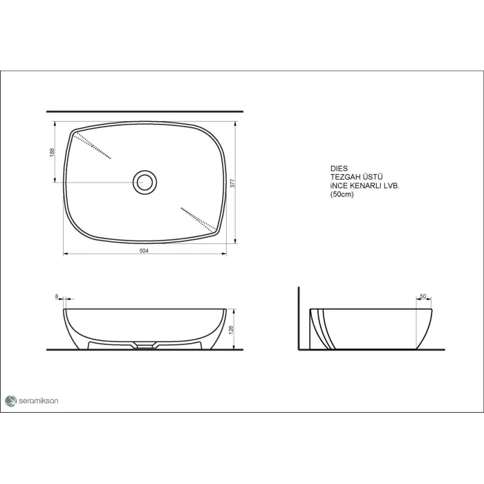 Dıes Tezgahüstü Par.Kırmızı Lavabo(50Cm.)