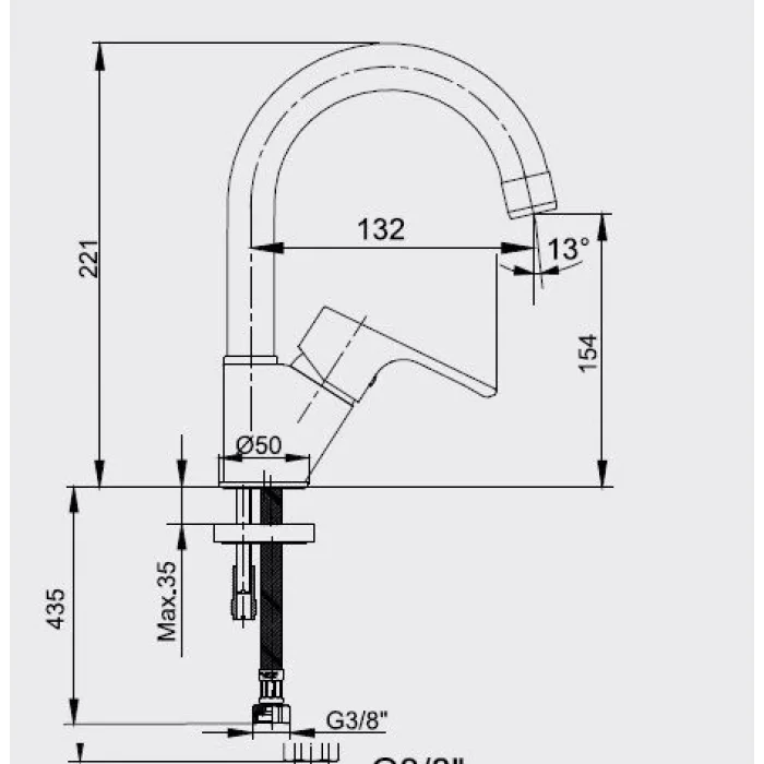ECA Nıobe Lavabo Bataryası Kuğu Borulu 102188054