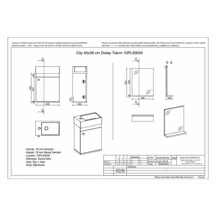 ECE City 45 Cm.Takım Dolap Beyaz Set