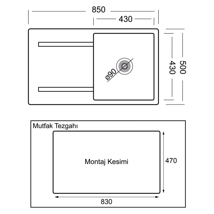 GL General Astro Granit Evye 86X50 Metalik Antrst