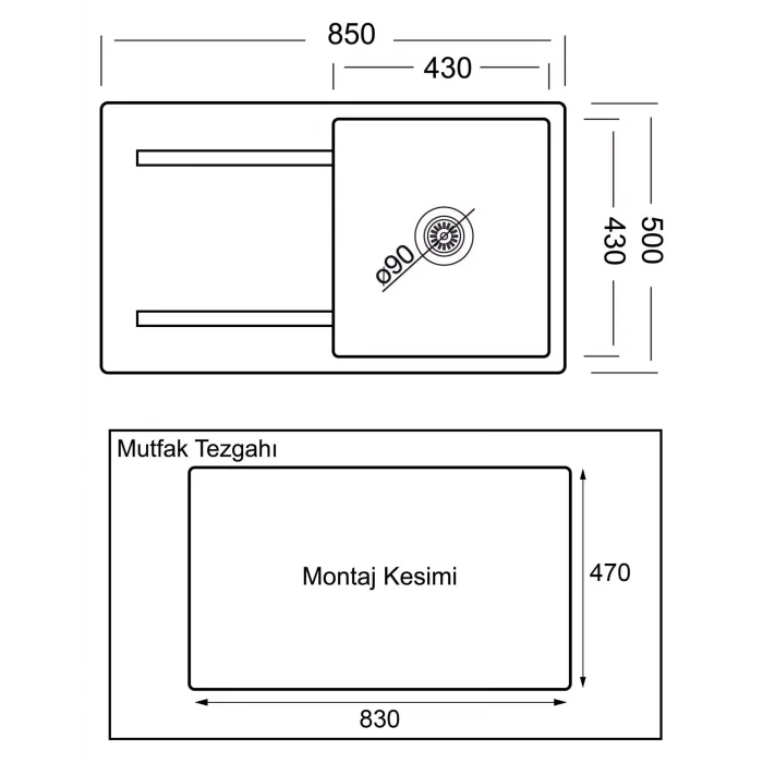 GL General Astro Granit Evye 86x50 Metalik G.86AD