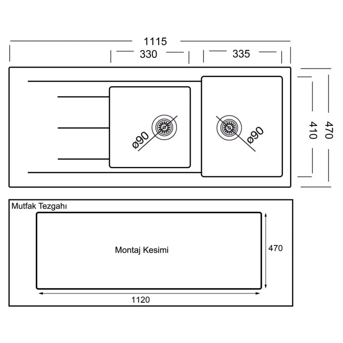 GL General Bohem Granit Evye 116x50 Beyaz 116AD