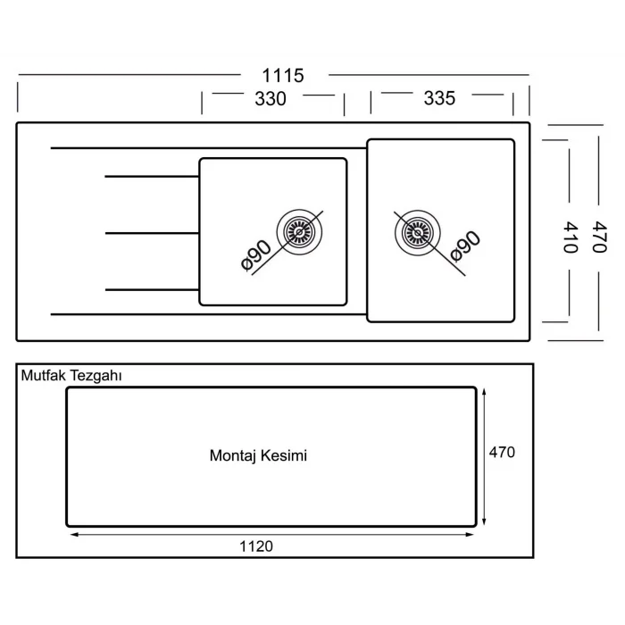 GL General Bohem Granit Evye 116x50 Metalik Antrst