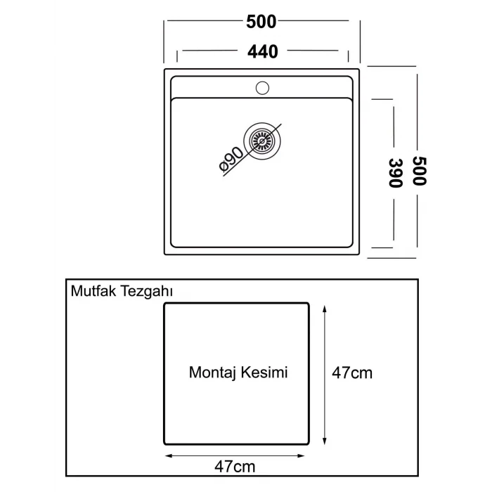 GL General Vista Granit Evye 50x50 Metalik Antrst