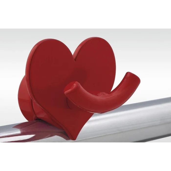 Havlupan Havlu ve Bornoz Askısı H05 Metal Kalpli Kırmızı