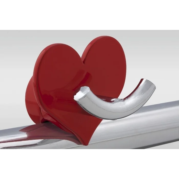 Havlupan Havlu ve Bornoz Askısı H05 Metal Kalpli Kırmızı-Krom