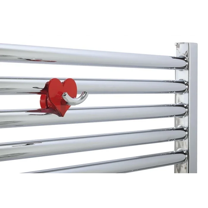 Havlupan Havlu ve Bornoz Askısı H05 Metal Kalpli Kırmızı-Krom