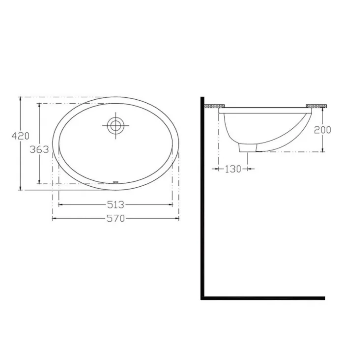 Isvea Soluzione Tezgah Altı Lavabo 57 Cm.