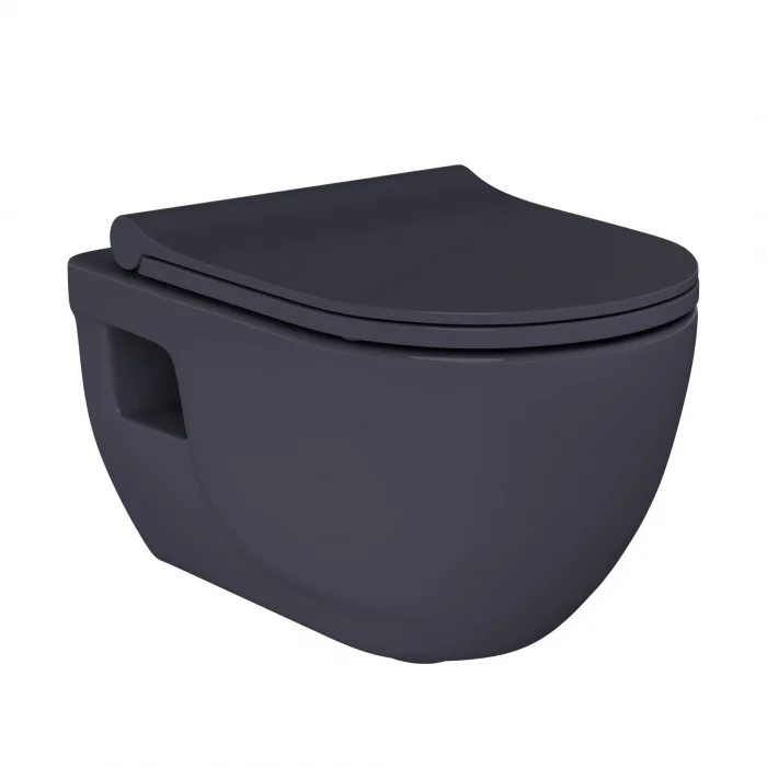 Lucco Brilla Asma Klozet Mat Antrasit Gri + Duroplast Kapak