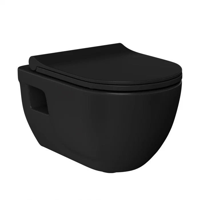 Lucco Brilla Asma Klozet Mat Siyah + Duroplast Kapak