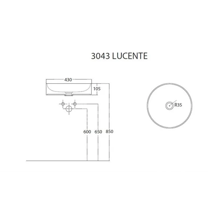 Lucente Tezgah Üstü Lav. M.A.Gri 3043-112/43 CM
