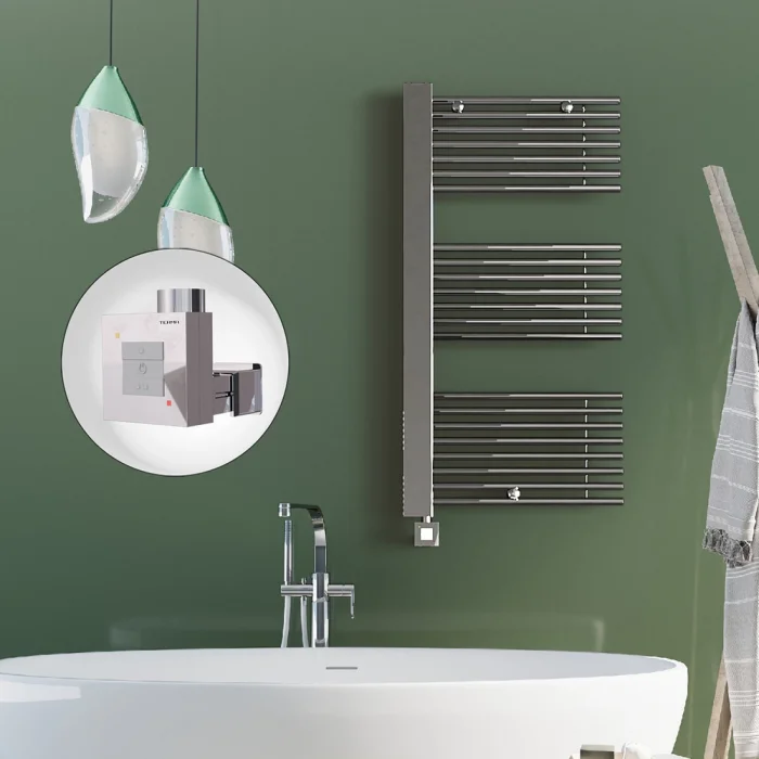 MALE Elektrikli Havlupan 600x1190  Krom (KTX1 Termostat) 600W Spiral Kablolu