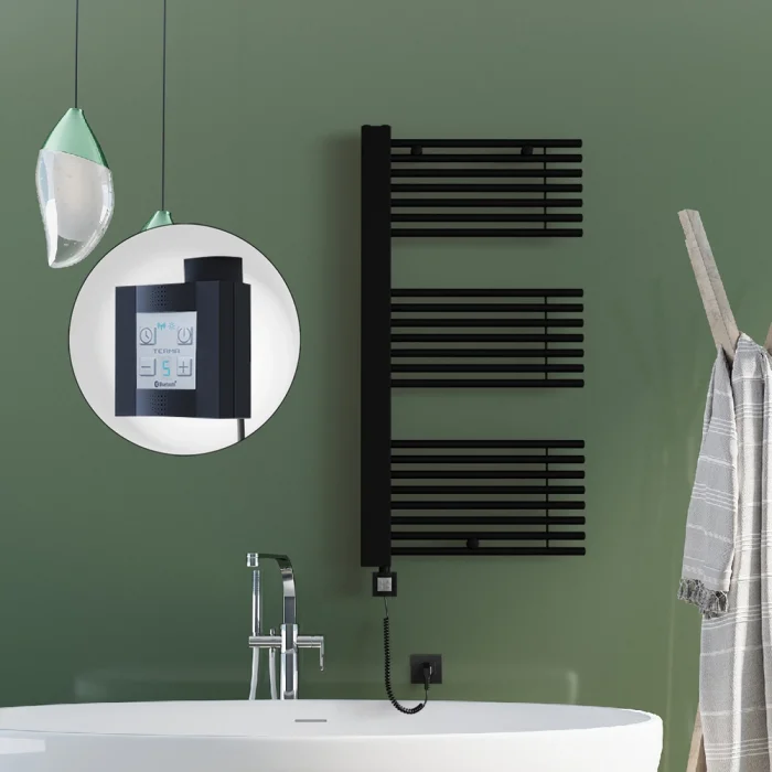 MALE Elektrikli Havlupan 600x1190  Siyah (KTX4 Termostat) 1000W Spiral Kablolu