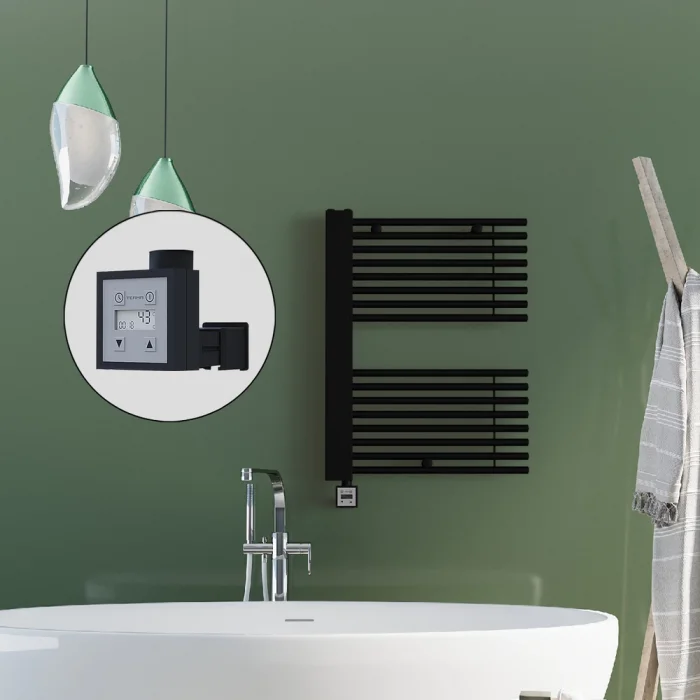 MALE Elektrikli Havlupan 600x800  Siyah (KTX3 Termostat) 600W Spiral Kablolu