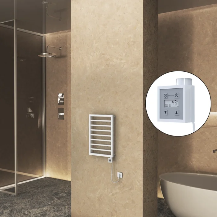 NAXOS Elektrikli Havlupan 450x655 Beyaz Mat (KTX3 Termostat) 300W Spiral Kablolu