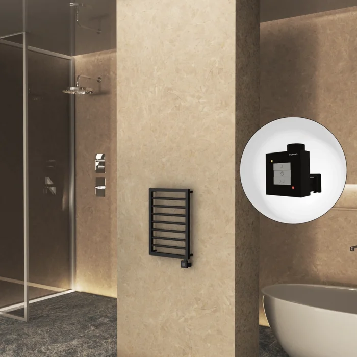 NAXOS Elektrikli Havlupan 450x655 Siyah Mat (KTX1 Termostat) 300W