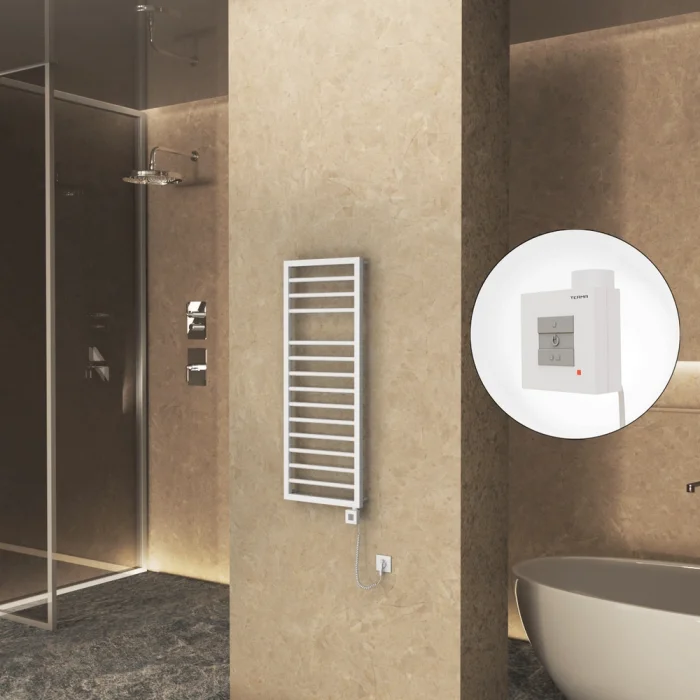 NAXOS Elektrikli Havlupan 500x1193 Beyaz Mat (KTX1 Termostat) 600W Spiral Kablolu