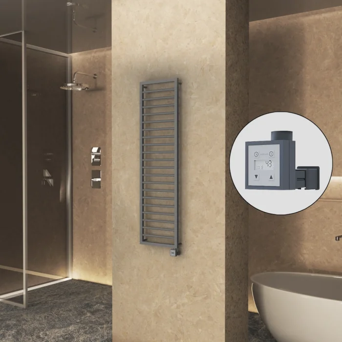 NAXOS Elektrikli Havlupan 500x1655 Antrasit Texture (KTX3 Termostat) 600W