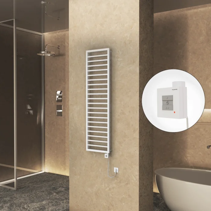 NAXOS Elektrikli Havlupan 500x1655 Beyaz Mat (KTX1 Termostat) 600W Spiral Kablolu