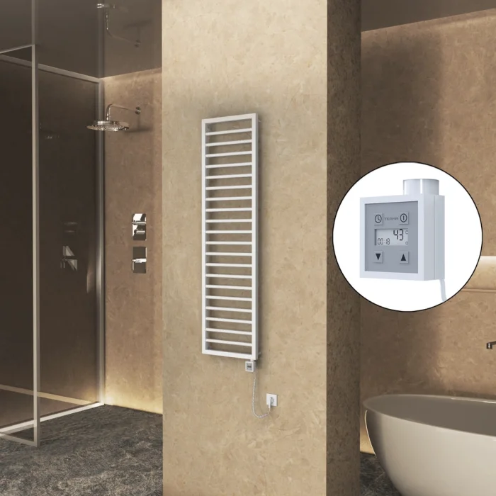 NAXOS Elektrikli Havlupan 500x1655 Beyaz Mat (KTX3 Termostat) 600W Spiral Kablolu