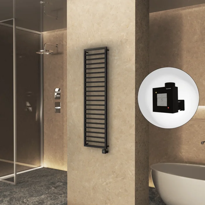 NAXOS Elektrikli Havlupan 500x1655 Siyah Mat (KTX1 Termostat) 600W