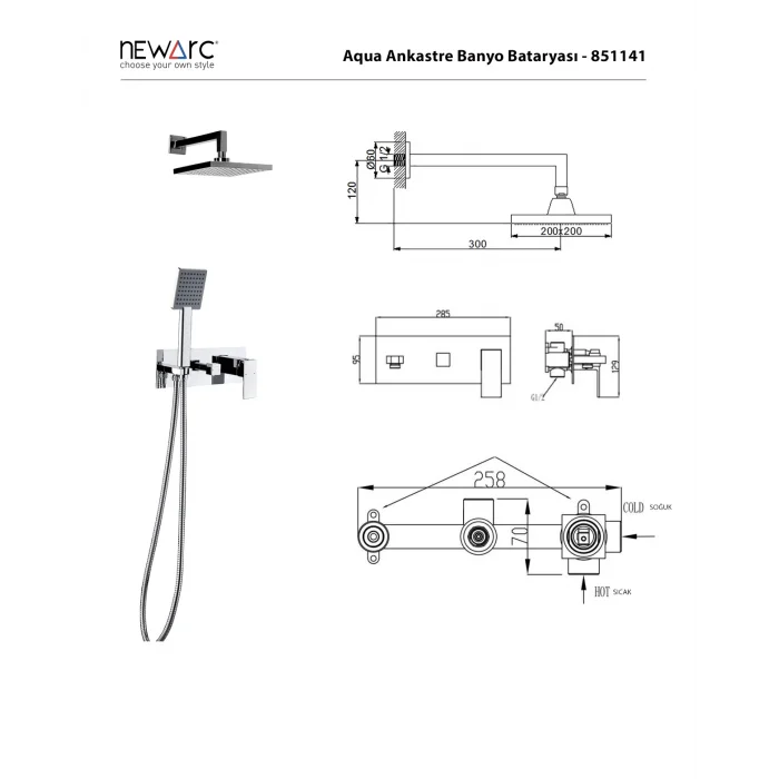 Newarc Aqua Ankastre Banyo Batarya Seti