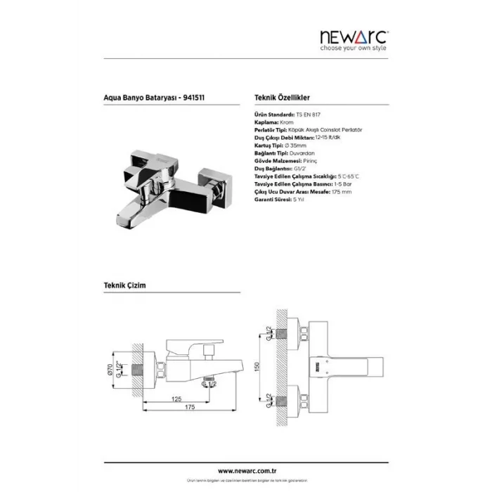Newarc Aqua Banyo Bataryası