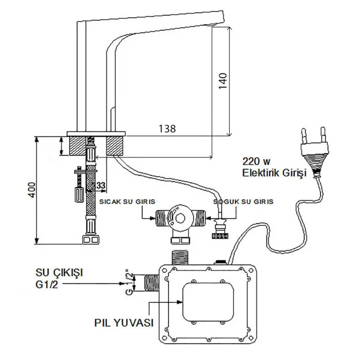 Newarc Aqua Fotoselli Lavabo Bataryası