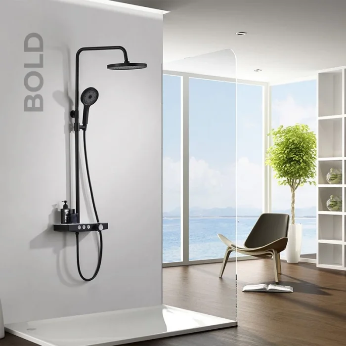 Newarc Bold Bataryalı Duş Ünitesi Siyah