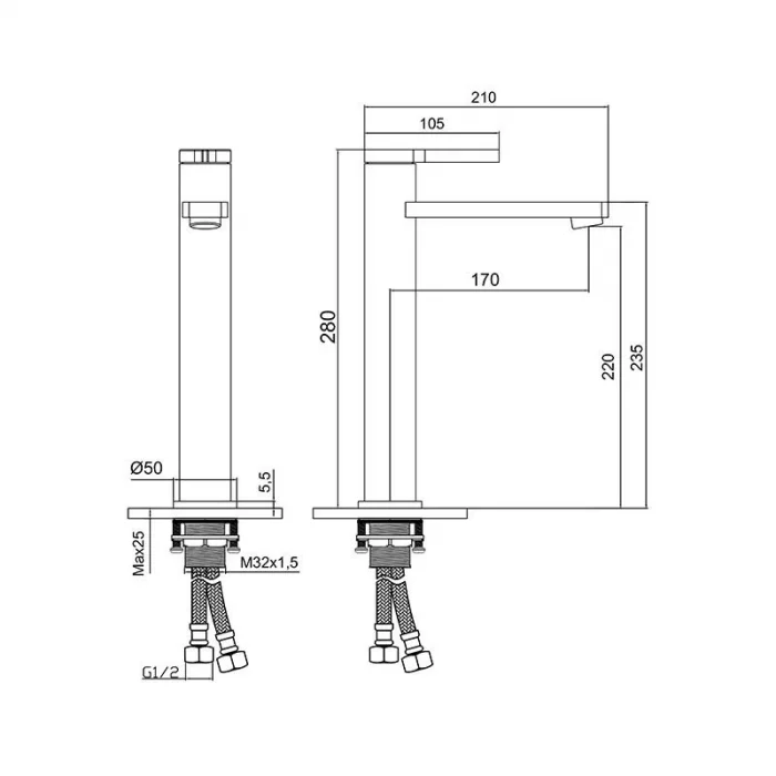 Newarc Bold Çanak Tipi Lavabo Bataryası  Mat Altın