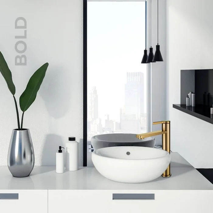 Newarc Bold Çanak Tipi Lavabo Bataryası  Mat Altın