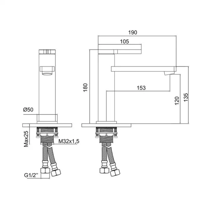 Newarc Bold Lavabo Bataryası Siyah-Mat Altın