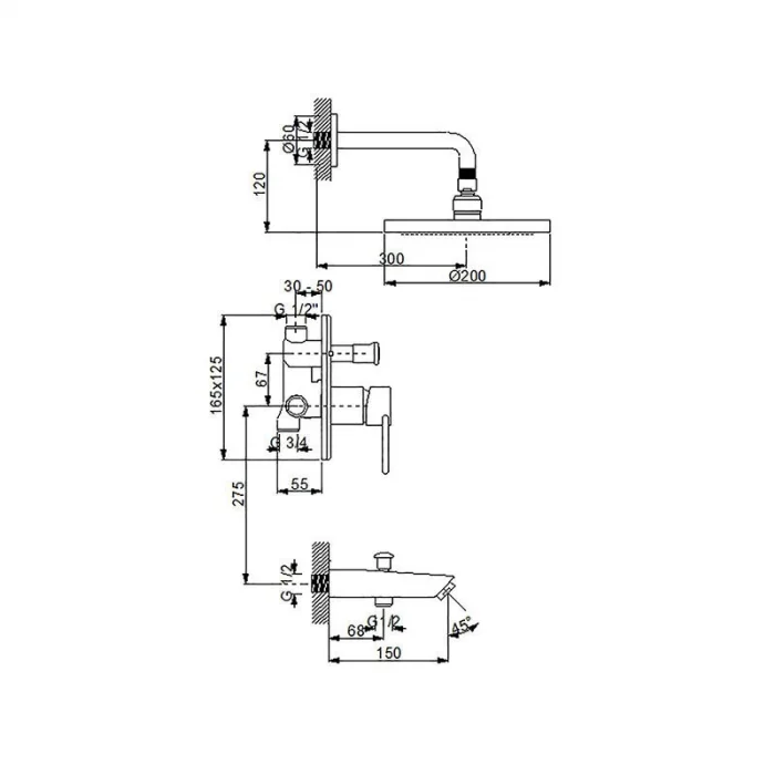 Newarc Domıno Ankastre Banyo Bataryası Set