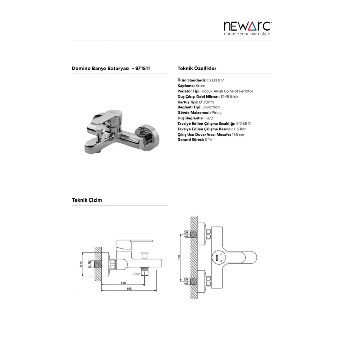 Newarc Domıno Banyo Bataryası